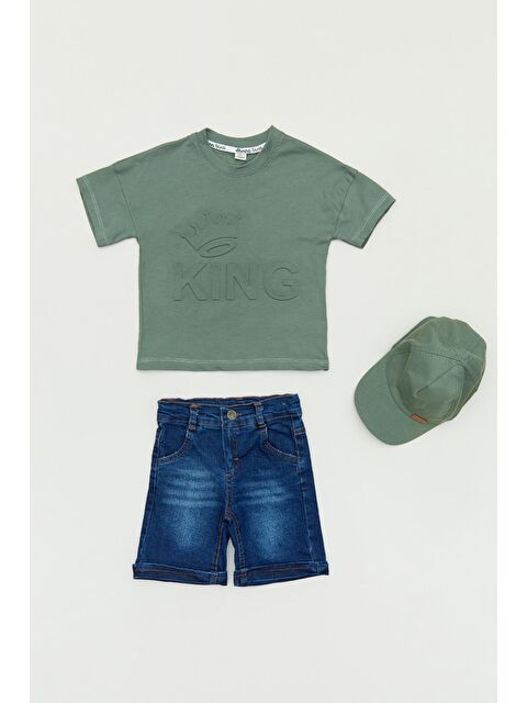 Fullamoda King Kabartmalı Şapka Aksesuarlı Erkek Çocuk Takım - S000218722-18547