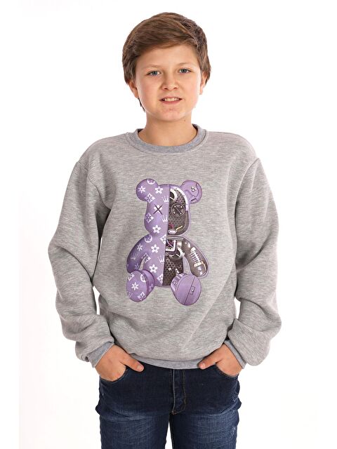 Zepkids Ayıcık Baskılı Gri Renk Erkek Çocuk Sweat - S000356962-20600