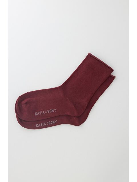 Katia And Bony Kadın Koyu Bordo Renkli Lastiksiz Modal Kumaş İnce Soket Çorap - S000207238-19952