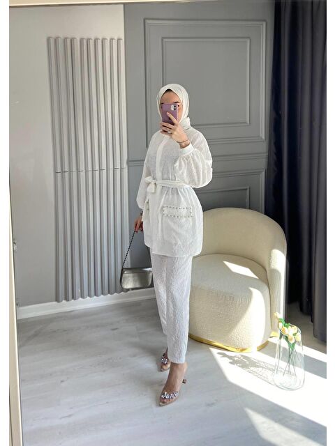 Comstar Kadın Jakarlı Bel Kuşaklı Cep Taşlı Alt Üst Takım - S000210840-20063