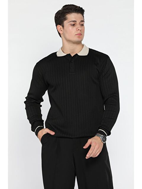 Mishar İtalia Erkek Polo Yaka Yarım Düğmeli Triko Kazak - S000491523-19351