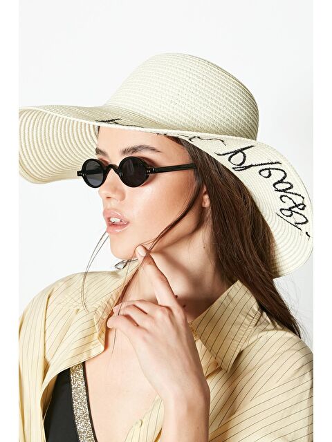 C&City Beach Please Hasır Plaj Şapkası Y8203 Krem - S000216765-19966