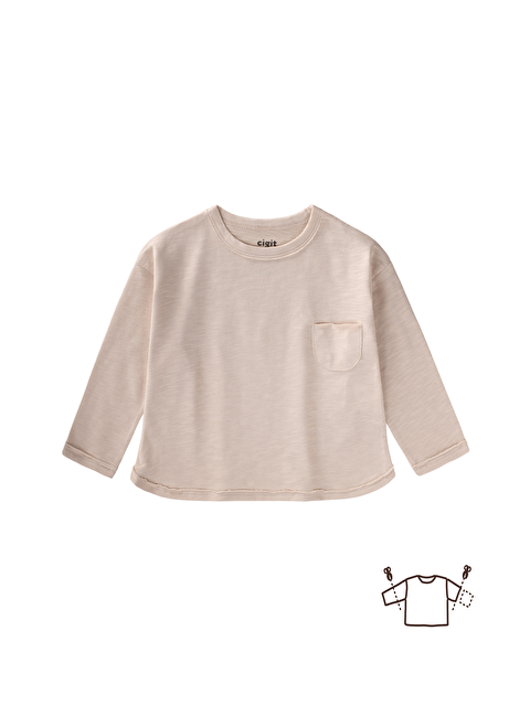 CİGİT Uzun Kollu Mevsimlik T-Shırt 1-7 Yaş Ekru - S000507537-19965
