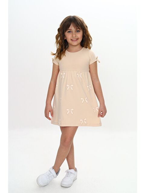 Toontoykids Kız Çocuk Fiyonk Baskılı Elbise - S000374513-19928