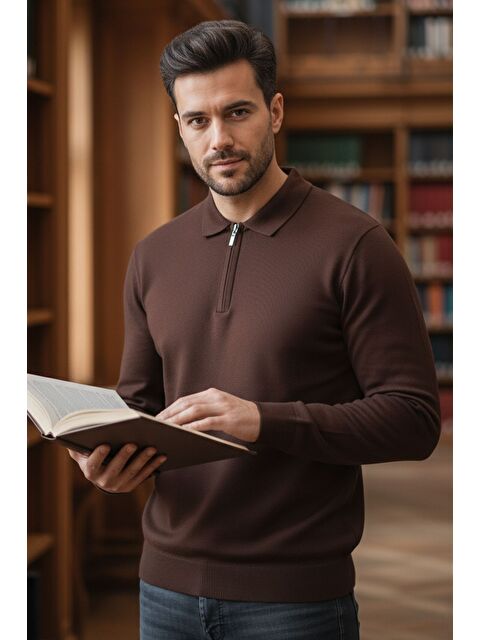 Mishar İtalia Polo Yaka Yarım Fermuarlı Erkek Triko Kazak - S000324294-19413