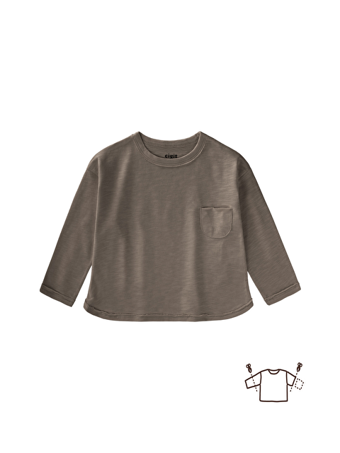 CİGİT Uzun Kollu Mevsimlik T-Shırt 1-7 Yaş Vizon - S000507537-26429