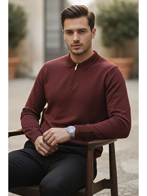 Mishar İtalia Polo Yaka Yarım Fermuarlı Erkek Triko Kazak - S000324294-18657