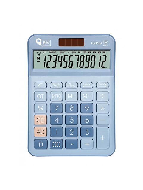 Pin 101M 12 Hane Mavi Masaüstü Hesap Makinesi  GKE - S000171999-17234