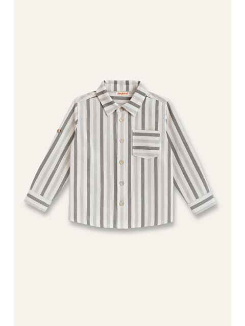 ZEYLAND Erkek Çocuk Çizgili İnce Kaşe Gömlek - Gri - S000527820-20600