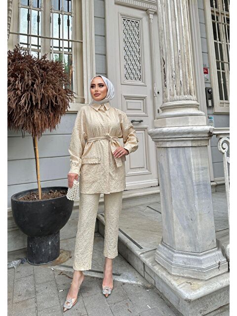 Comstar Kadın Jakarlı Bel Kuşaklı Cep Taşlı Alt Üst Takım - S000210840-19966