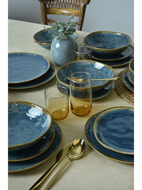 Keramika Shizen Mavi Organik Yemek Takımı 18 Parça 6 Kişilik - S000157102-19393