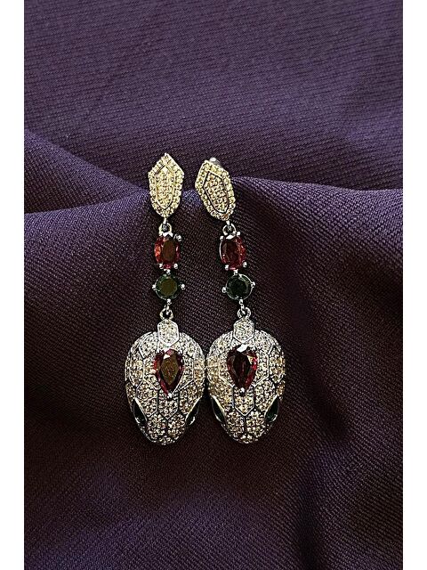 New Obsessions Gömme Zirkon Taşlı Gümüş Serpent Küpe - S000128275-19951