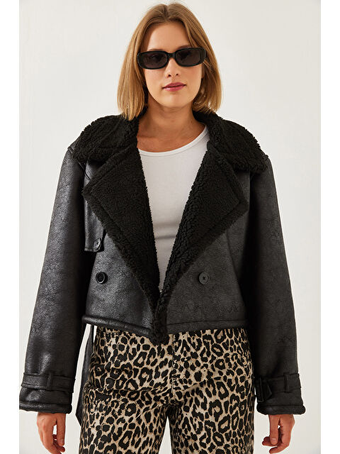 SHADE Kadın Aller Detay Crop Lamine Mont - S000375176-19351