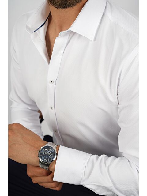 Etikmen Beyaz Baklava Desen Slimfit Erkek Gömlek - S000120493-20063