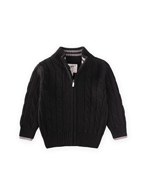 CİGİT Saç Örgü Triko Hırka 2-11 Yaş Siyah - S000490539-19351