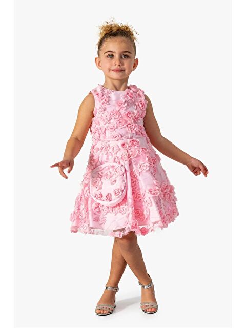 Magu Kız Çocuk Çiçek Aplikeli Abiye Elbise - S000491908-20024