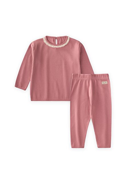 CİGİT Dantelli Uzun Kollu Mevsimlik Takım 0-3 Yaş Yavruağzı - S000507545-2373