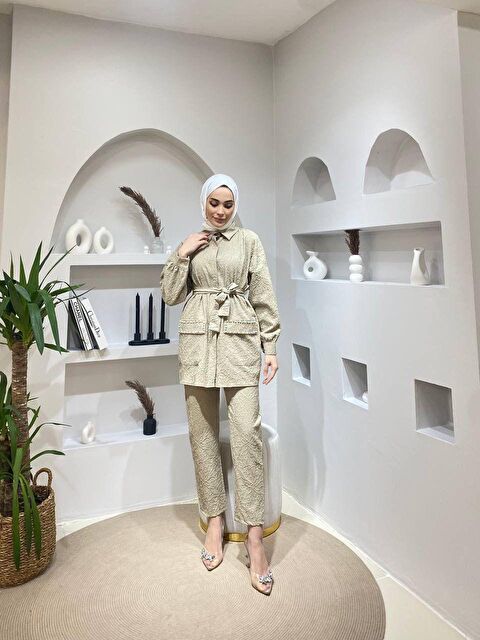 Comstar Kadın Jakarlı Bel Kuşaklı Cep Taşlı Alt Üst Takım - S000210840-25636