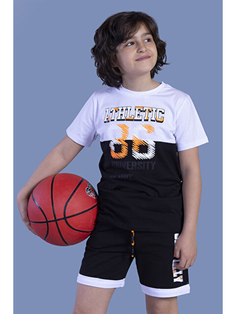 Toontoykids Erkek Çocuk Garni Detaylı Baskılı Şortlu Takım - S000360568-19351