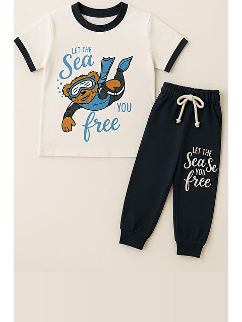 Katia And Bony Erkek Çocuk Yüzen Ayıcık Desenli Kısa Kollu Pijama Takımı - S000468262-23173