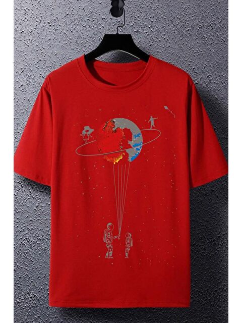 uyguntarz Unisex Evren Temalı Baskılı T-shirt - S000244104-20045