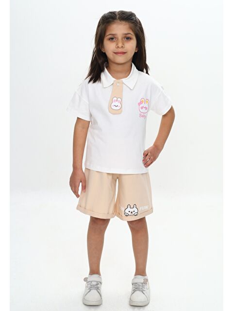 Toontoykids Kız Çocuk Polo Yaka Göğsü Baskılı Şortlu Takım - S000374515-19928