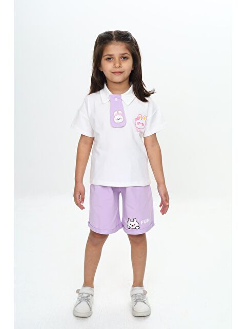 Toontoykids Kız Çocuk Polo Yaka Göğsü Baskılı Şortlu Takım - S000374515-19999