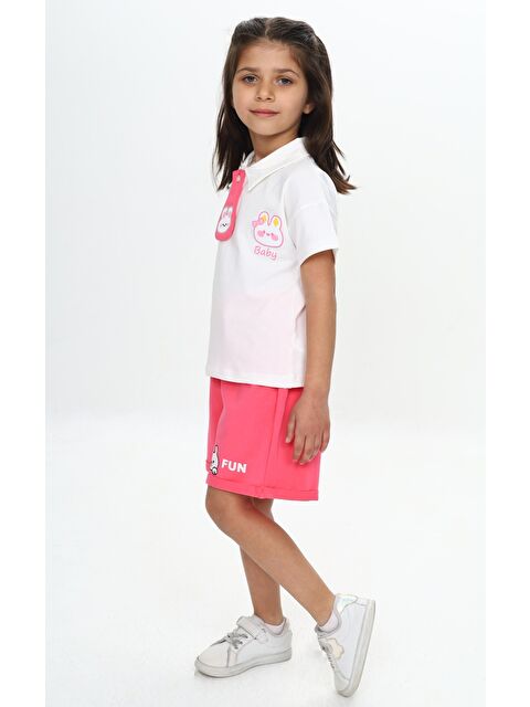 Toontoykids Kız Çocuk Polo Yaka Göğsü Baskılı Şortlu Takım - S000374515-18686