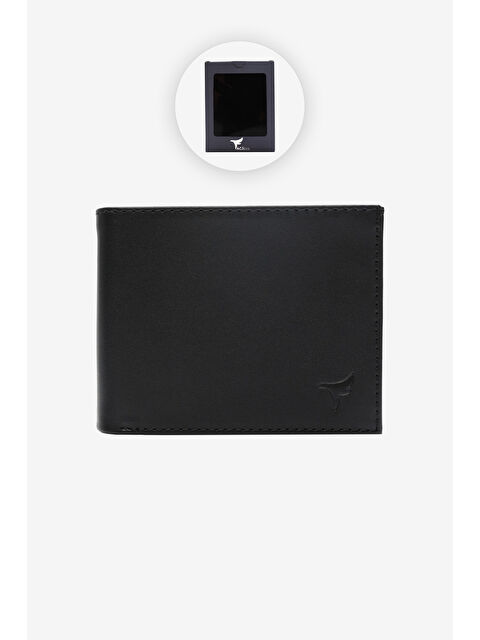 AC&Co / Altınyıldız Classics Erkek Siyah Hediye Kutulu Kart Bölmeli %100 Suni Deri Cüzdan - S000404442-19351