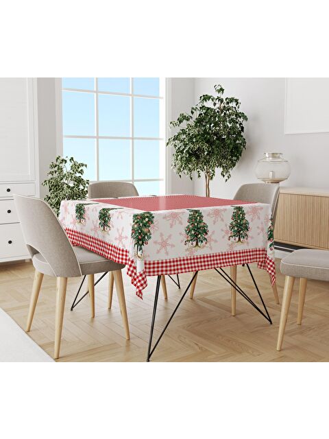 Evmila Yılbaşı Desenli Kadife Doku Masa Örtüsü - S000111435-23173