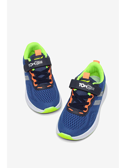TONNY BLACK Çocuk Unisex Lacivert Sarı Rahat Kalıp Nefes Alabilen Cırtlı Bağcıklı Sneaker