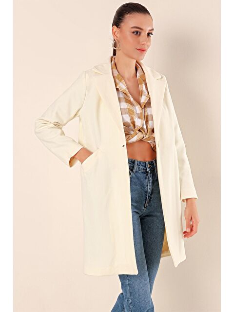 Bigdart 9085 Kaşe Kaban - Krem - S000089540-19966