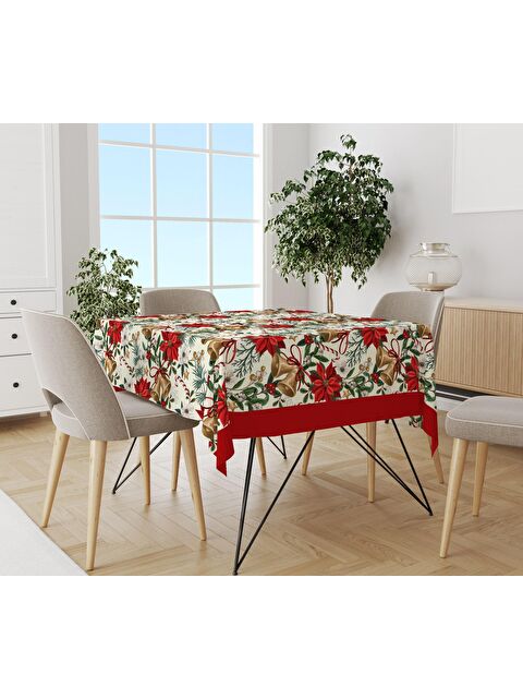 Evmila Yılbaşı Desenli Kadife Doku Masa Örtüsü - S000111437-23173