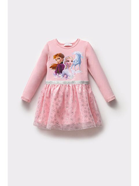 Magu Elsa Karlar Kraliçesi Kız Çocuk Uzun Kollu Simli Prenses Elbise - S000491915-20024