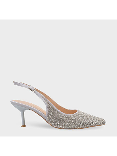 Capone Outfitters Laryssa Komple Taşlı Sivri Burunlu Saten Arkası Açık Kadın Topuklu Düğün Ayakkabı - S000514351-18105