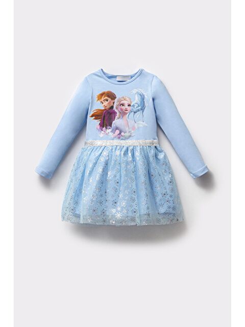 Magu Elsa Karlar Kraliçesi Kız Çocuk Uzun Kollu Simli Prenses Elbise - S000491915-17234
