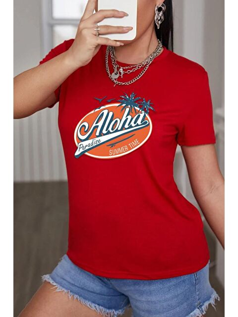 uyguntarz Aloha Baskılı T-shirt - S000244092-20045