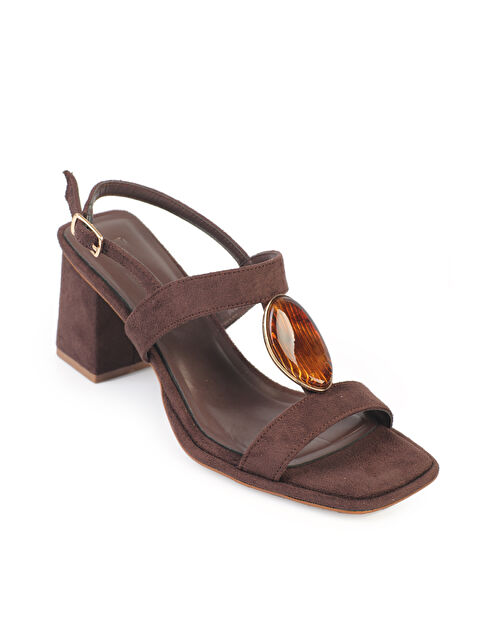 Capone Outfitters Ronni Orta Topuklu Taşlı Süet Görünümlü Kadın Ayakkabı - S000514356-37321