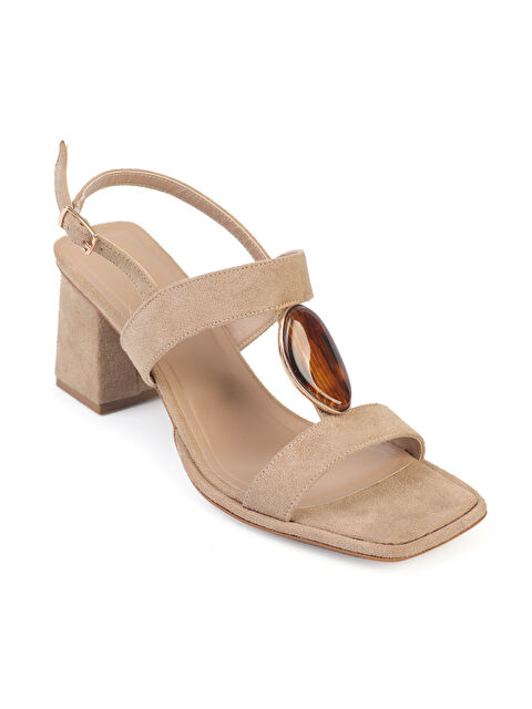 Capone Outfitters Ronni Orta Topuklu Taşlı Süet Görünümlü Kadın Ayakkabı - S000514356-19928