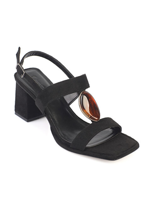 Capone Outfitters Ronni Orta Topuklu Taşlı Süet Görünümlü Kadın Ayakkabı - S000514356-19351