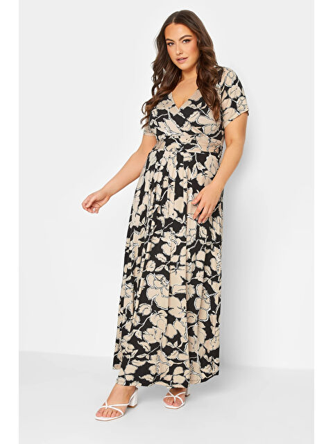 Stil Diva Büyük Beden V Yaka Kemer Detaylı Elastanlı Anvelop Elbise 137435 - S000280368-19928