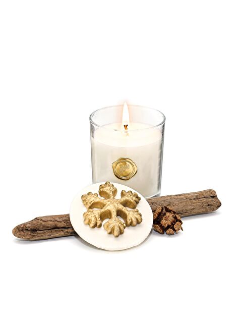 Missi Yılbaşı Gold Kar Tanesi Seramik Taş Kapaklı  Apple&Cinnamon Vegan Mum - S000296575-19965