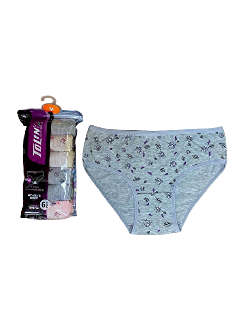 Tolin Kadın 6 lı Pamuklu Elastanlı Baskılı Havlu Ağ Orta Bel Külot Seti 2276159 - S000233813-23173