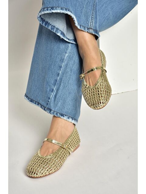 Fox Shoes Altın Kadın Babet Y820724109 - S000518392-20076