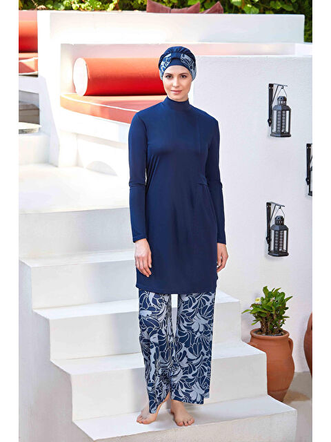 Fullamoda Desenli Pantolonlu 4 Lü Tesettür Mayo - S000380876-21164