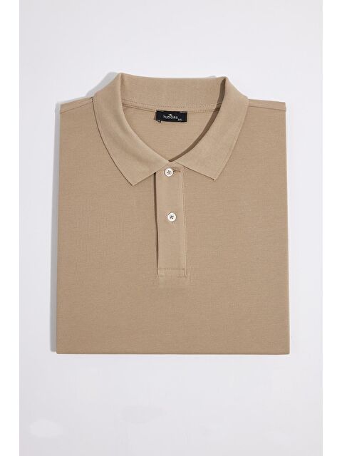 TUDORS Erkek Big Size Büyük Beden %100 Pamuk Düz Pike Taş Polo Yaka Tişört - S000519646-25636