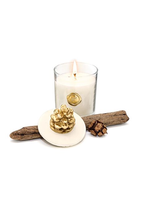 Missi Yılbaşı Gold Kozalak Seramik Taş Kapaklı Spice Orange Vegan Mum - S000296576-19965