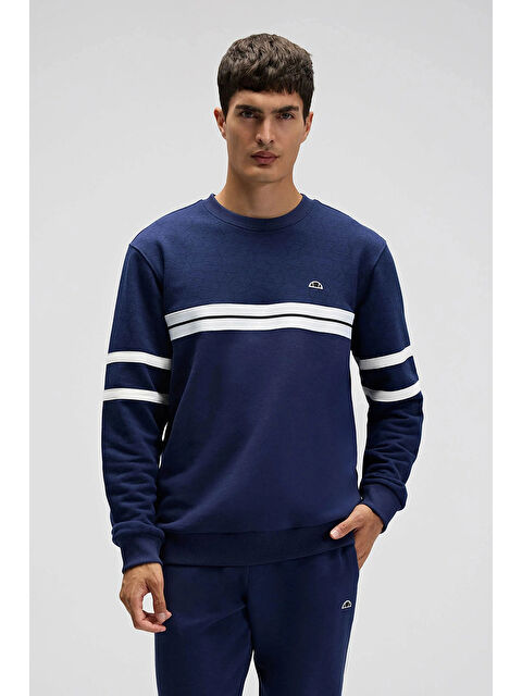 Ellesse Pamuklu Regular Fit Bisiklet Yaka Şerit Detaylı Sweat EM618-NV - S000531028-21164