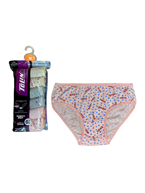 Tolin Kadın 6 lı Pamuklu Elastanlı Baskılı Havlu Ağ Orta Bel Külot Seti 2276160 - S000233816-23173