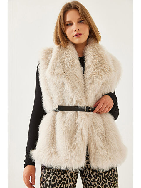 SHADE Kadın Kürklü Kemerli Yelek - S000375148-19966